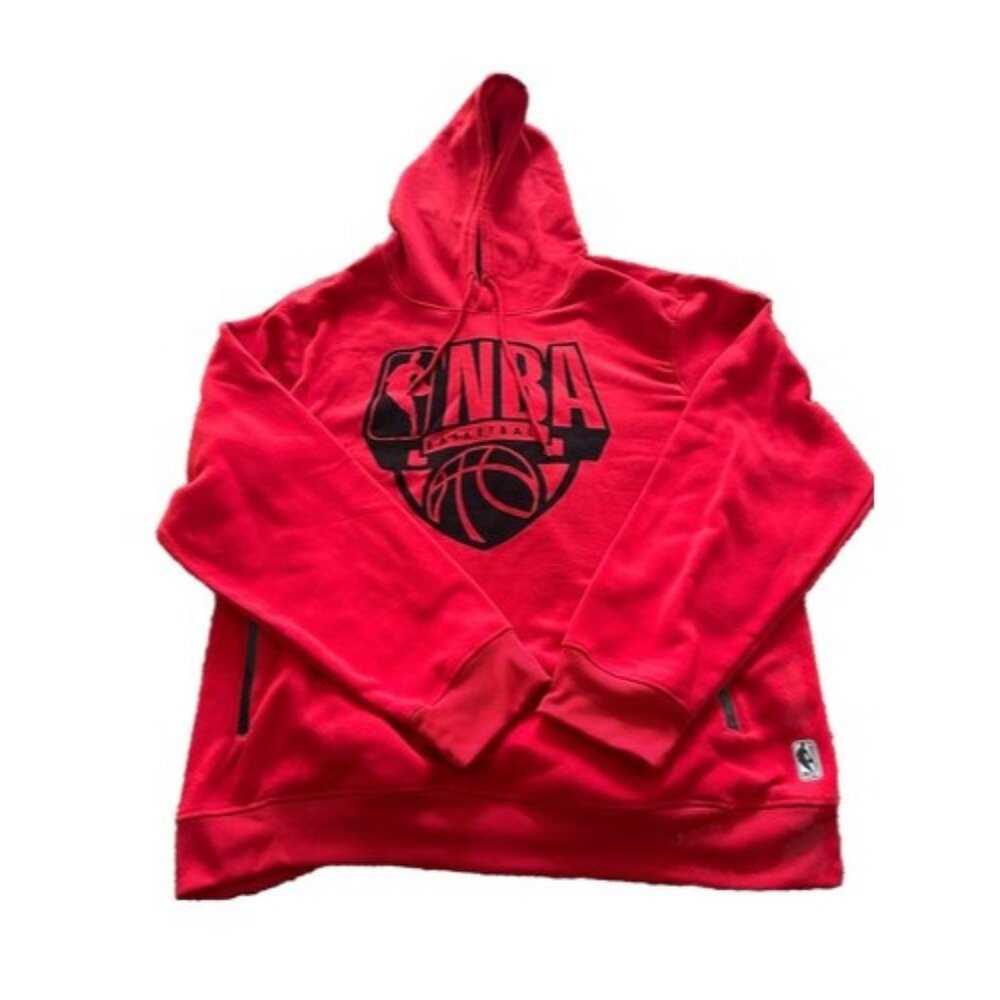 NBA Men Sweater Red Hoodie Sweatshirt Basketball Logo Hooded Size 3X Zip Pocket